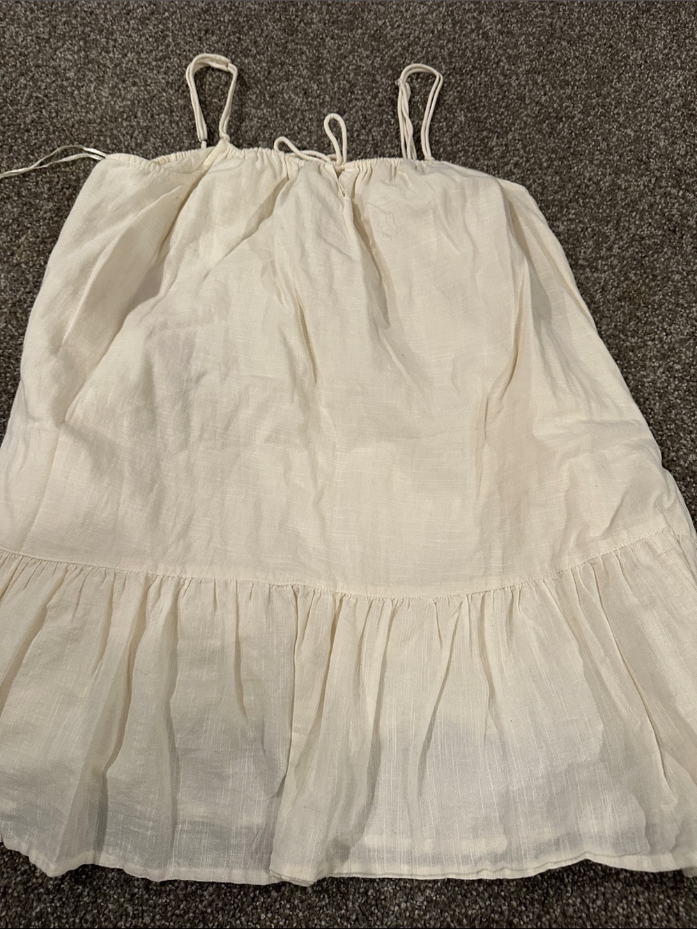 Urban Outfitters Cream Spaghetti-Strap Ruffle Hem Dress